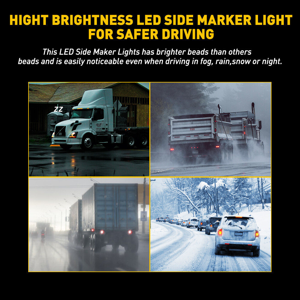 10x LED Side Marker Amber Red Lights Clearance Light Truck Trailer RV Waterproof