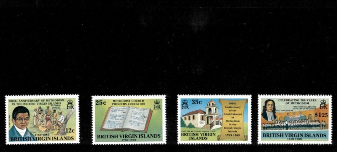 BVI 1989 - Methodist Church 200th Anniv. - Set of 4 Stamps - Scott #646-9 - MNH