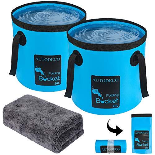 AUTODECO 2 Pack Collapsible Bucket 5 Gallon Container Assorted Colors , Sizes