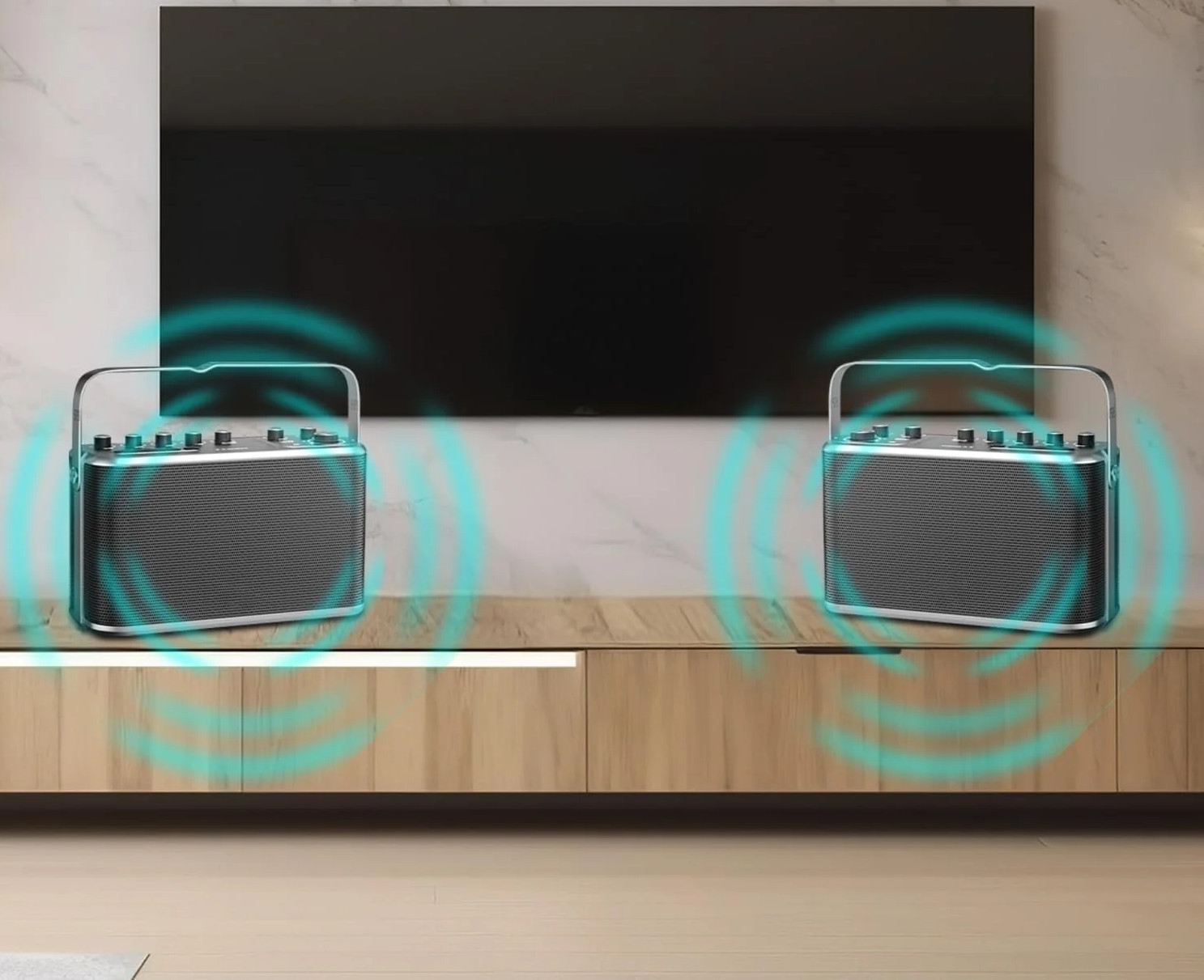 Aursear ES60M Portable Karaoke Machine with 2 UHF Wireless Microphones for Kids