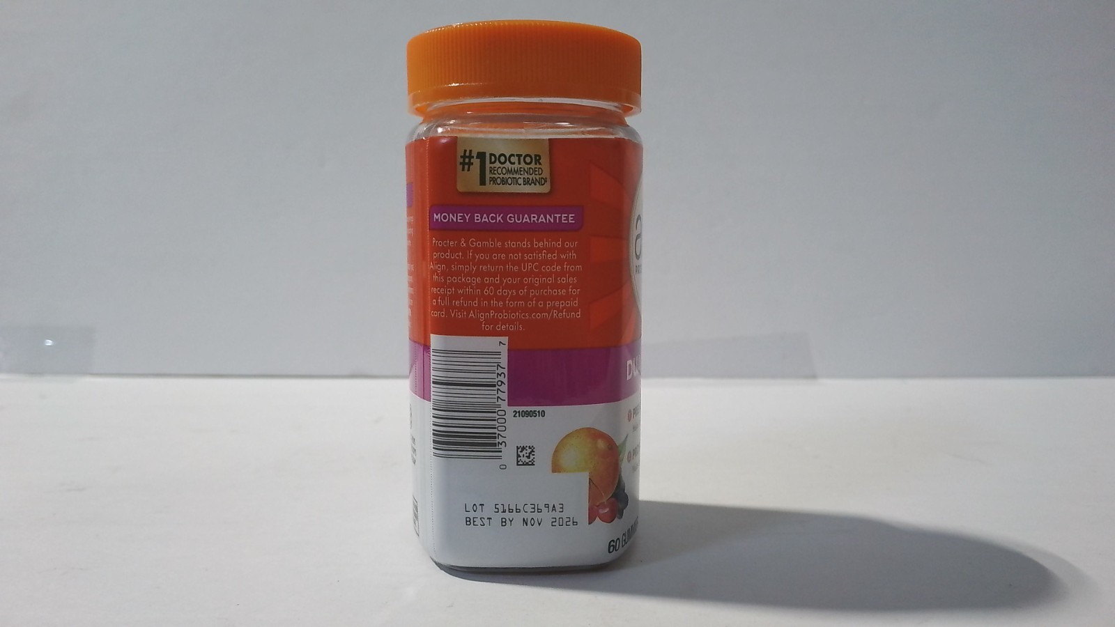 ~ Align ~ DUALBIOTIC Prebiotic & Probiotic ~ 60 Gummies ~ FRUIT FLAVOR