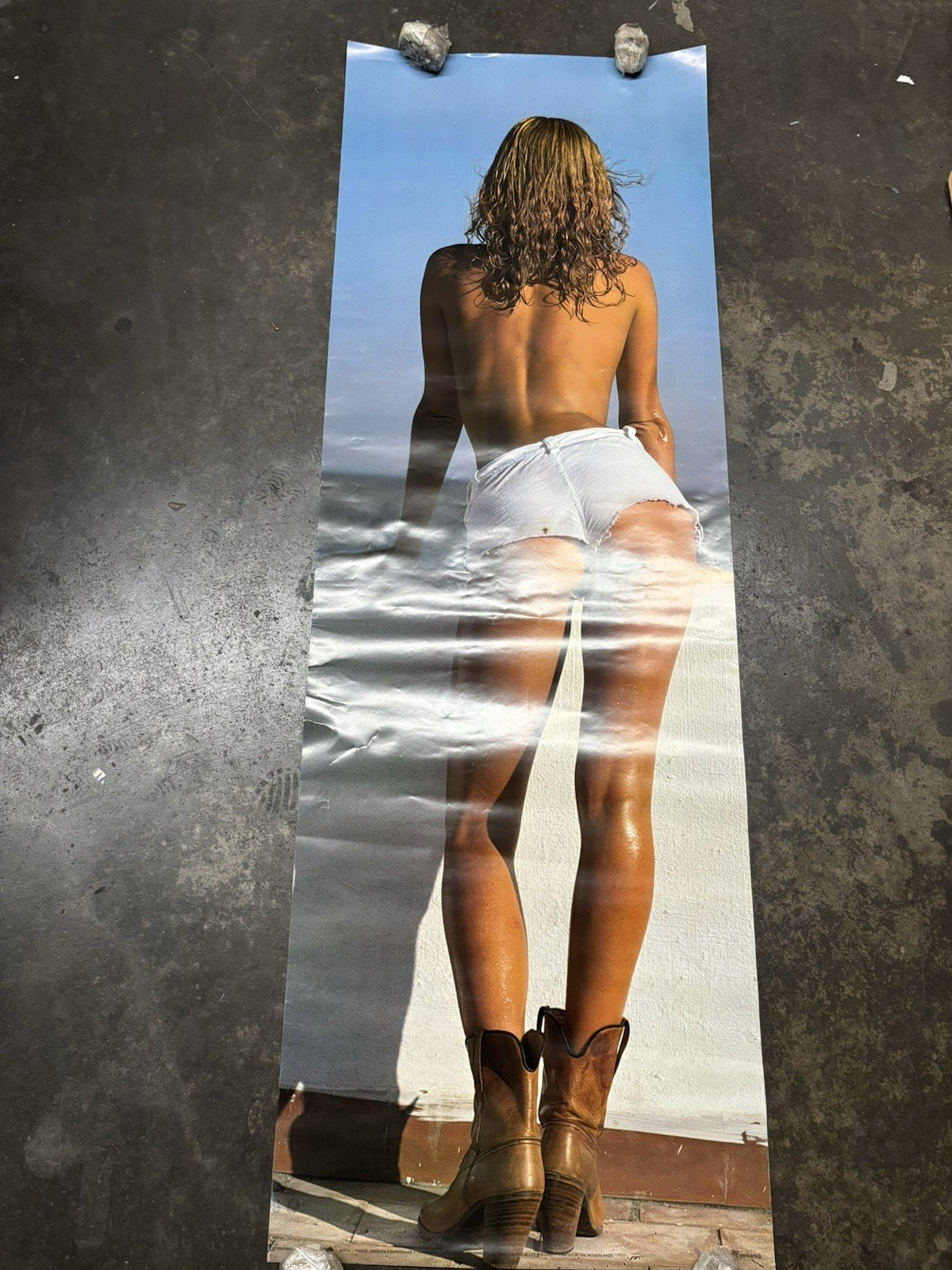 Jutta Cowboy boots large door Poster  hot girl cowgirl C2852