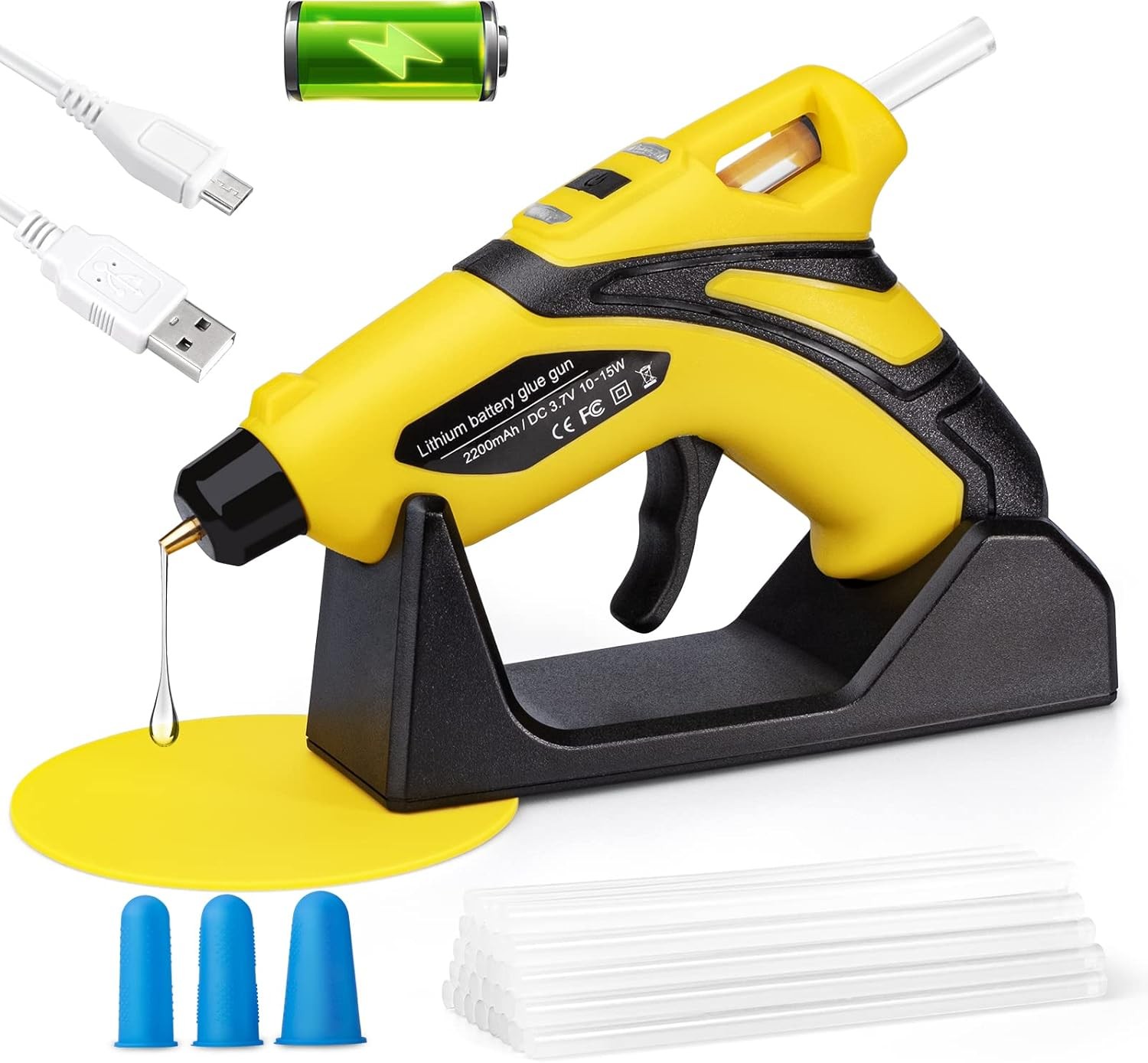 Rechargeable Cordless Fast Preheating Hot Glue Gun Kit with 30PCS Glue Sticks