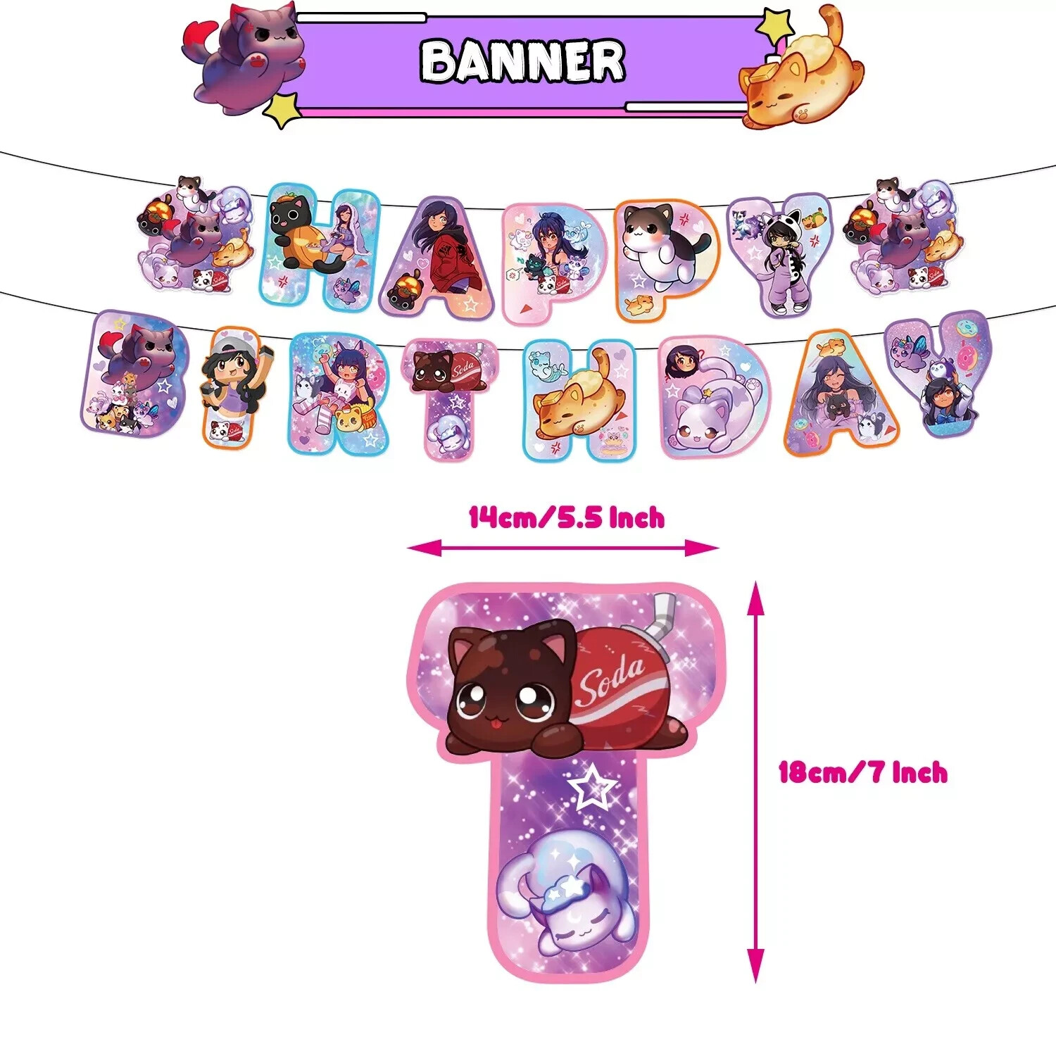 Aphmau Cat Theme Birthday Party Supplies Kit for Kids Decoration