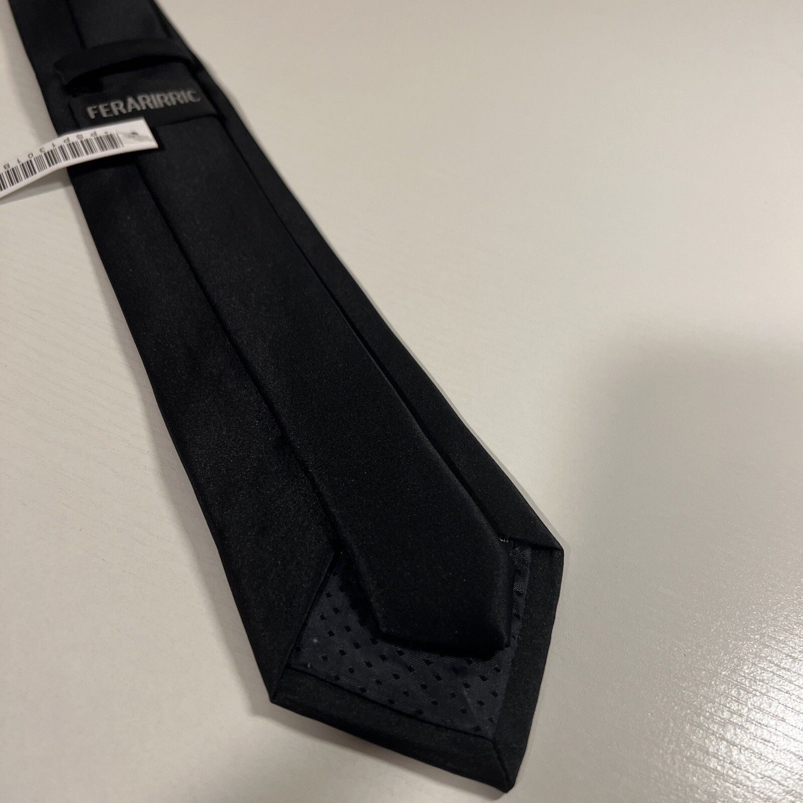 New Ferarirric Men’s Necktie Black Solid Narrow Tie 58” Classic Length