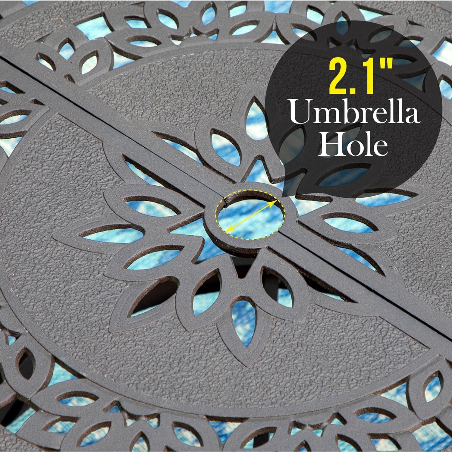 Round Patio Dining Tables for 6 Person Outdoor Aluminum Table w/ Umbrella Hole