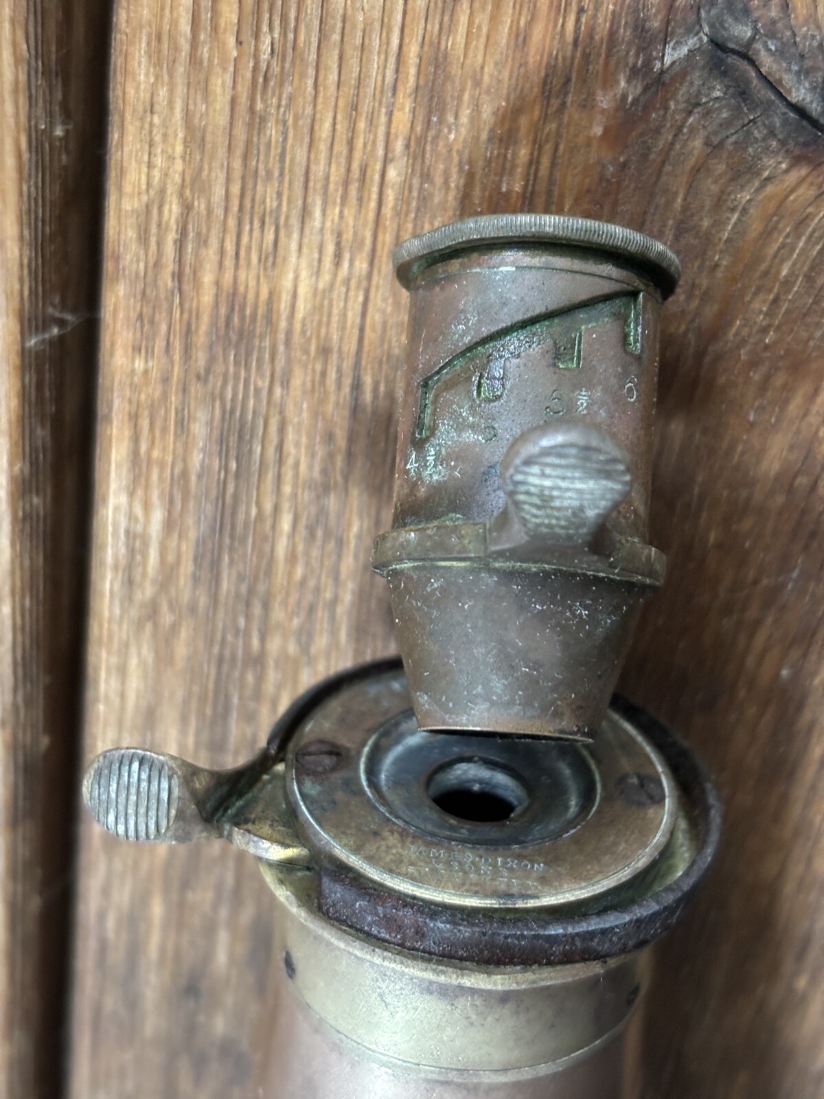 Antique Civil War Period James Dixon Black Powder Brass Copper Flask Horn