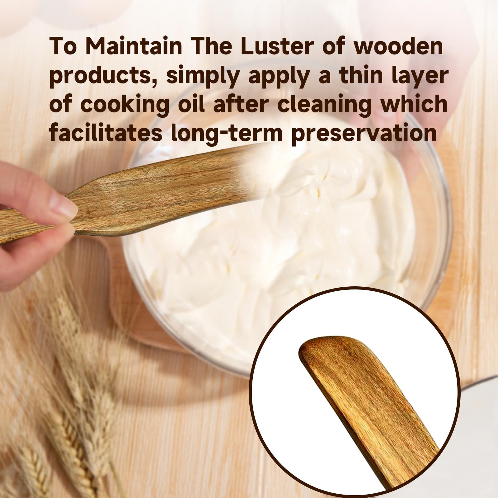 Wooden Spurtle Spatula for Sourdough Starter Dough Whisk Baking Cooking