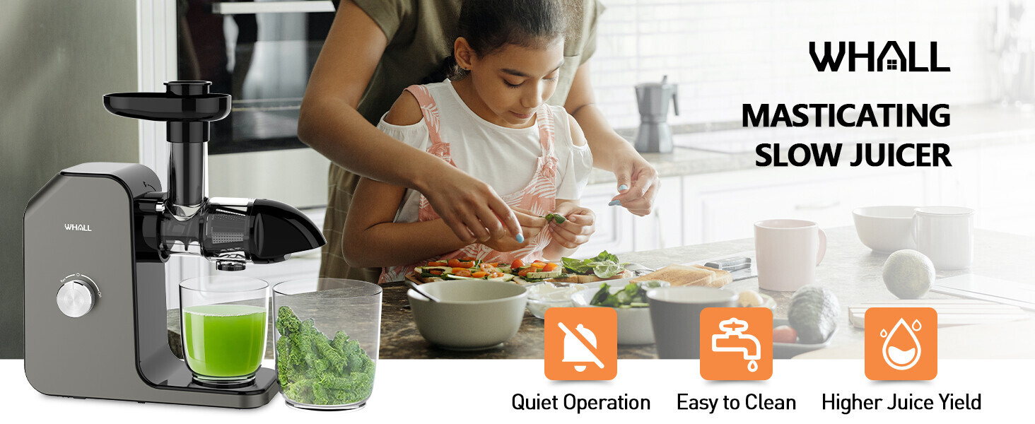 WHALL Slow Juicer, Cold Press Juicer Machines Vegetable and Fruit