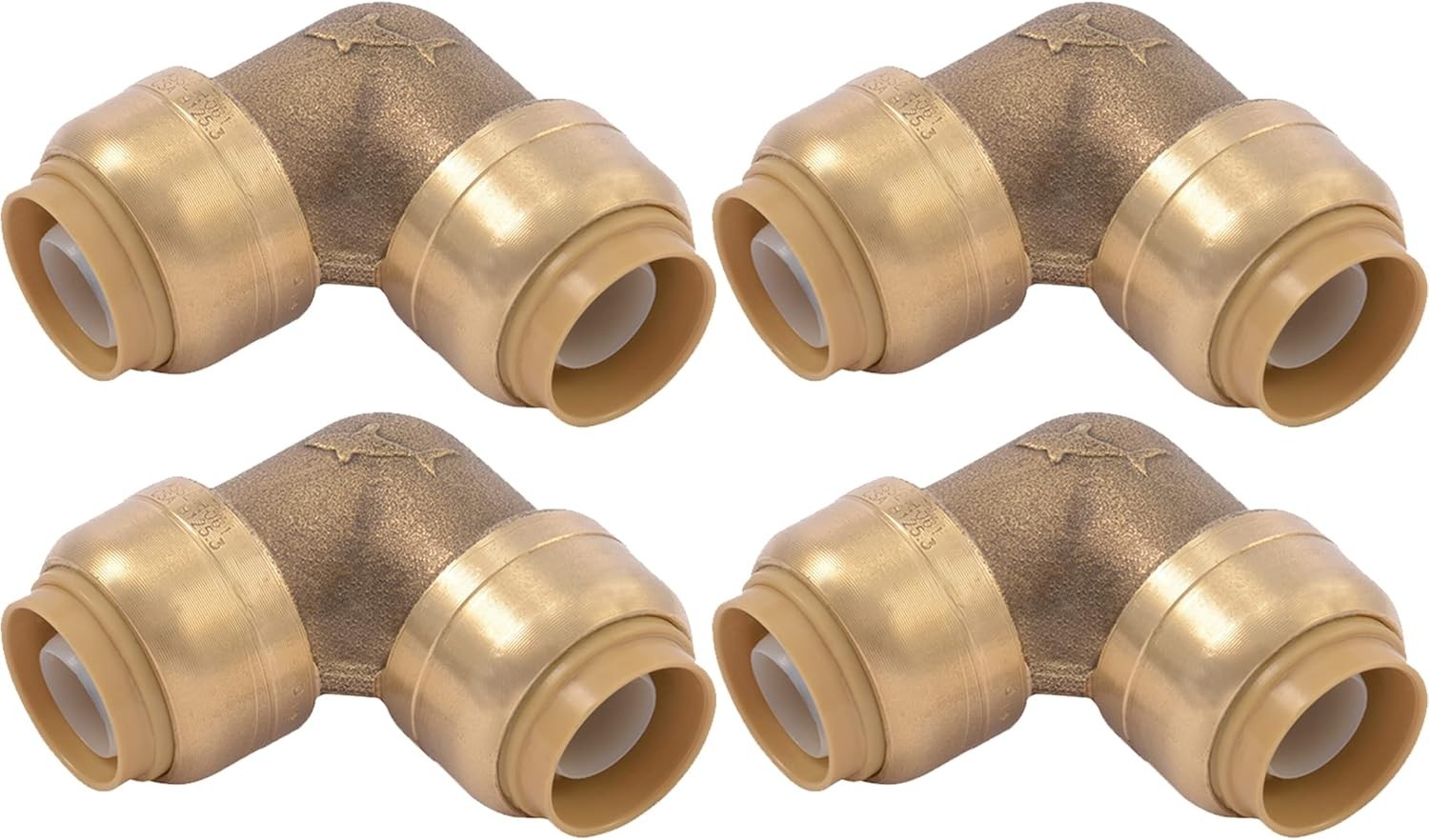 (PACK OF 4) SharkBite 1/2" X 1/2"- 90 Degree Elbow Push to Connect Brass Fitting
