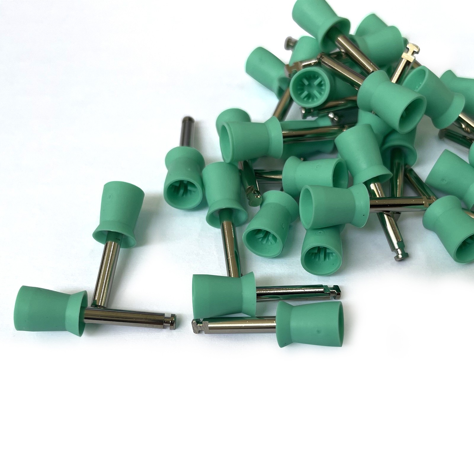 Dental Latch type Prophy Polishing Cups Polisher Rubber Polish Brushes green ad