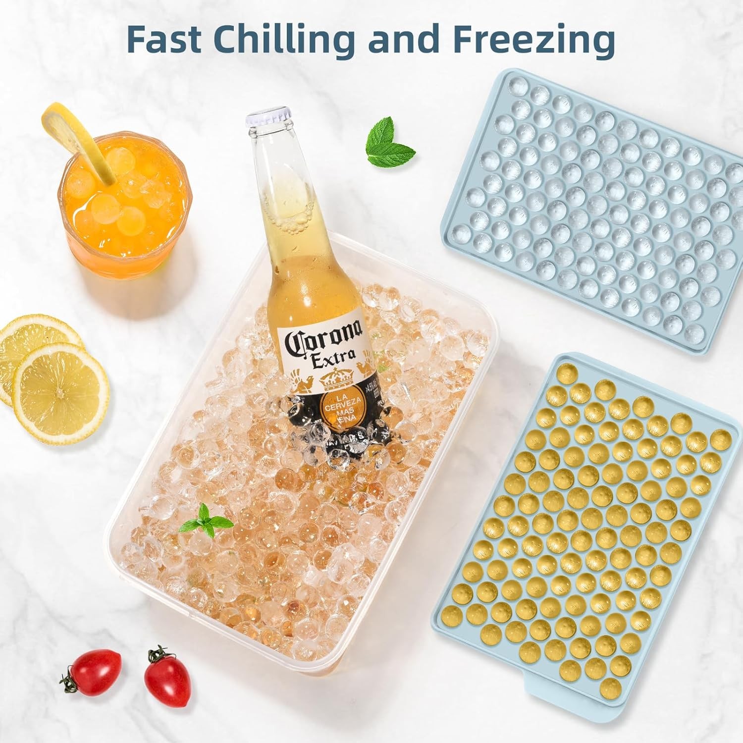 WIBIMEN Mini Ice Cube Trays, 0.55” Tiny Pebble Ice for Iced Coffee & Cocktails