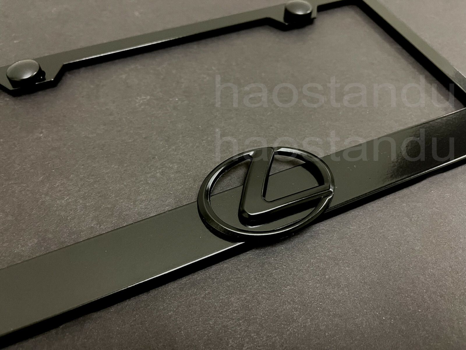 1xBlackLexusLogo 3D Emblem Badge BLACK Stainless License Plate Frame RUST FREE