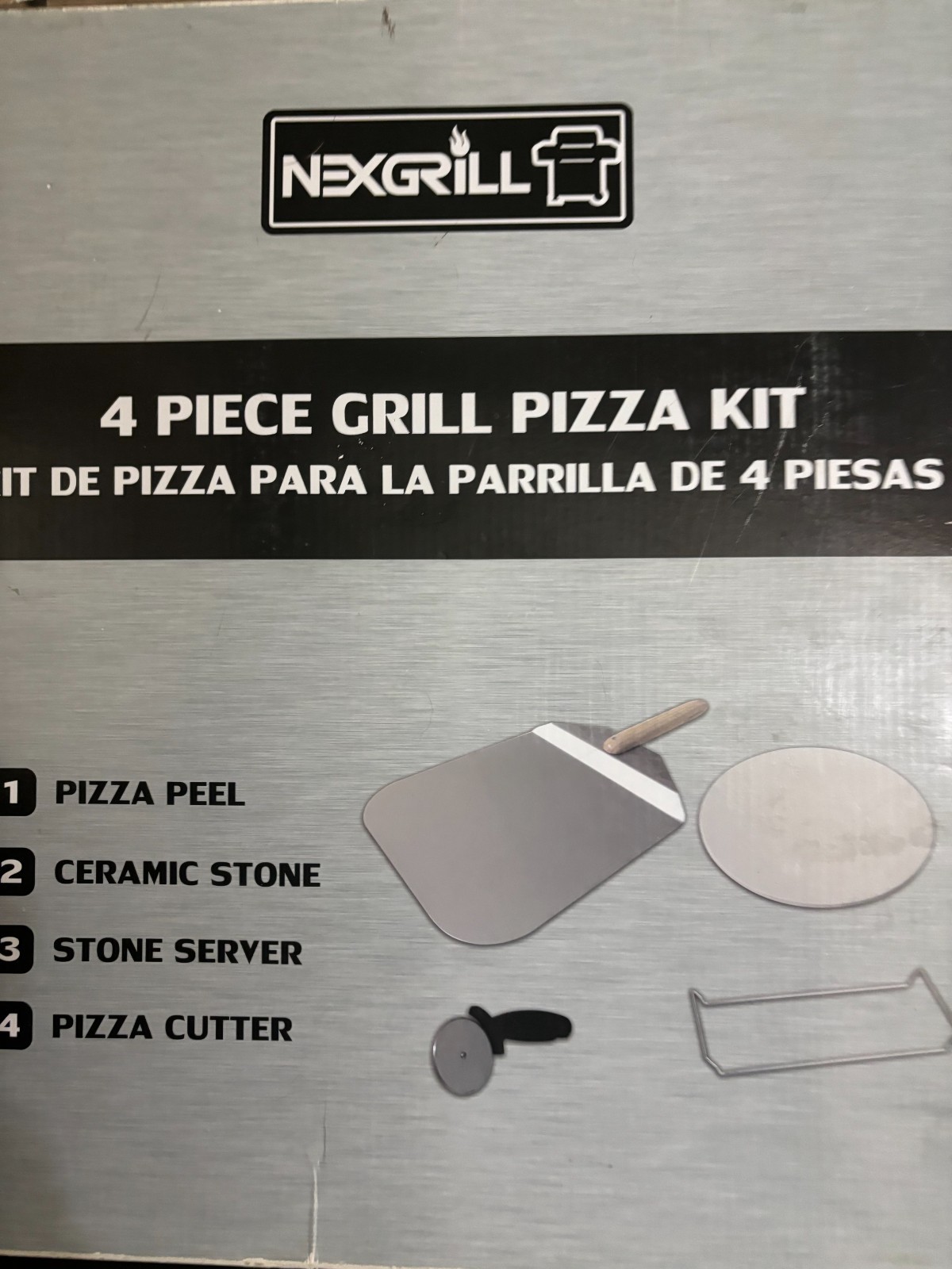 Nexgrill 4-Piece Pizza Grill Kit w/ Stone, Peel & Cutter – New