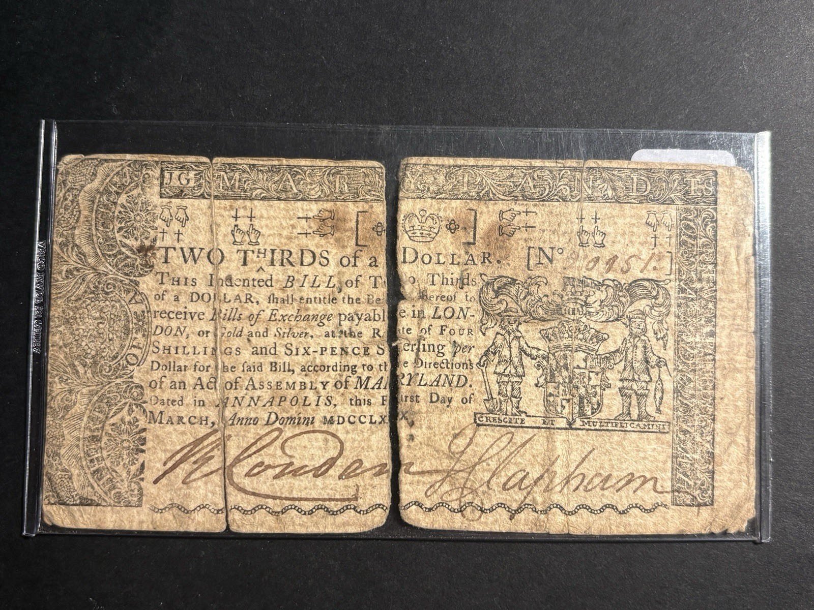 1770 Maryland 2/3rds Of A Dollar — Circulated 🔥 Pre-Revolution