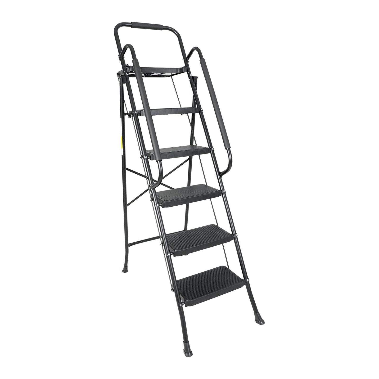 5 Step Non-Slip Stool Ladder with Handrails folding Tool Tray Platform 330 lbs