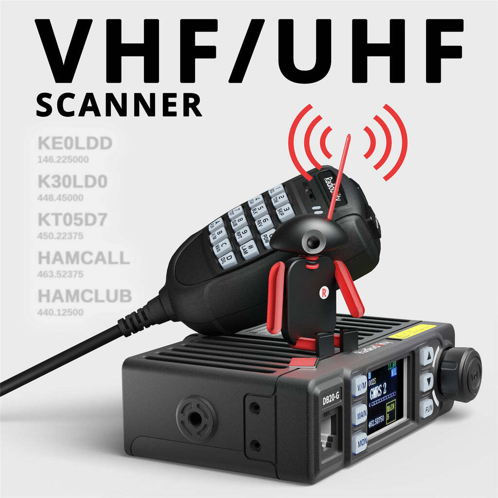 Radioddity DB20-G GMRS Mobile, 500 Channels, UHF VHF Scanner, Repeater Capable