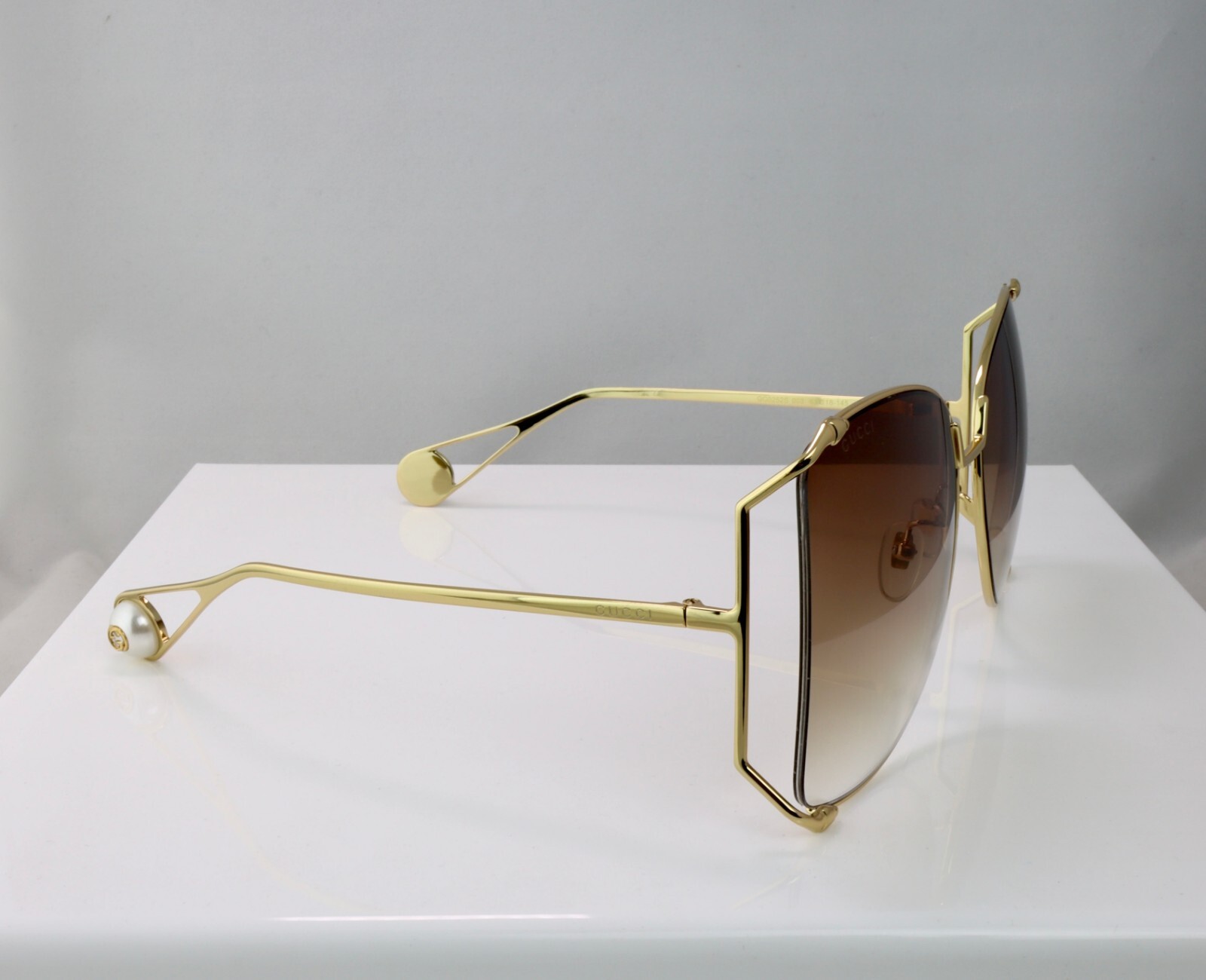 Gucci GG0252S 003 63mm Square Oversized Sunglasses Gold with Brown Lens