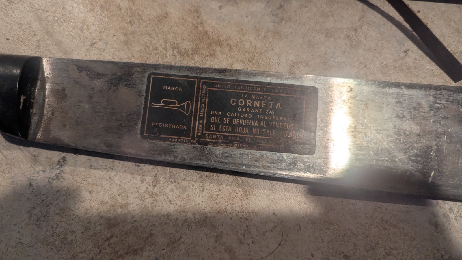 Vintage EL SALVADOR CORNETA Machete No 127 With Leather Scabbard 18" Blade