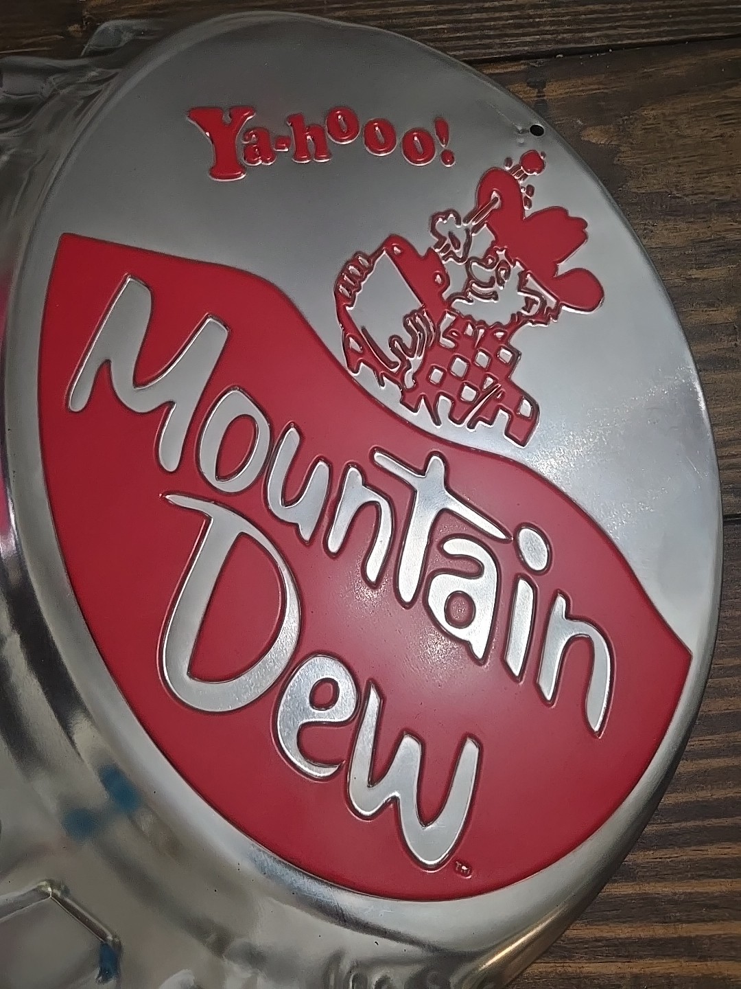 Mountain Dew Hillbilly Ya-Hoo embossed metal sign 18x19 used