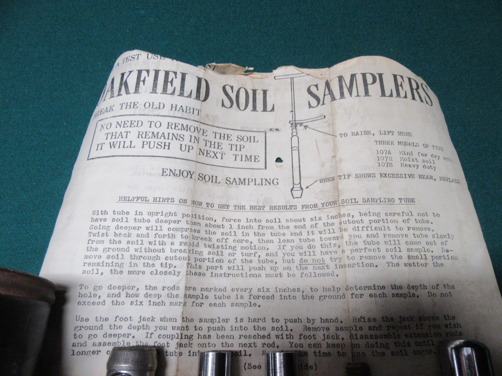 VINTAGE OAKFIELD SOIL SAMPLER KIT STAINLESS WITH CASE