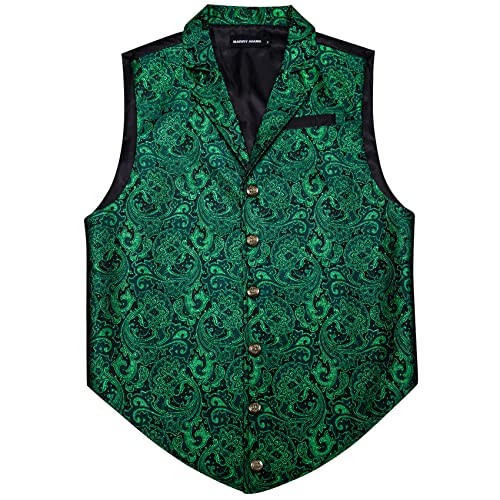 Mens Victorian Vest Steampunk Gothic Paisley X-Large Emerald Green Paisley a
