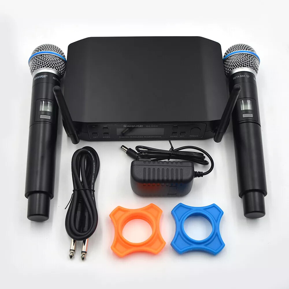 New GLXD4 BETA58A UHF 640-690MHz Professional Wireless Microphone System 2 Mics