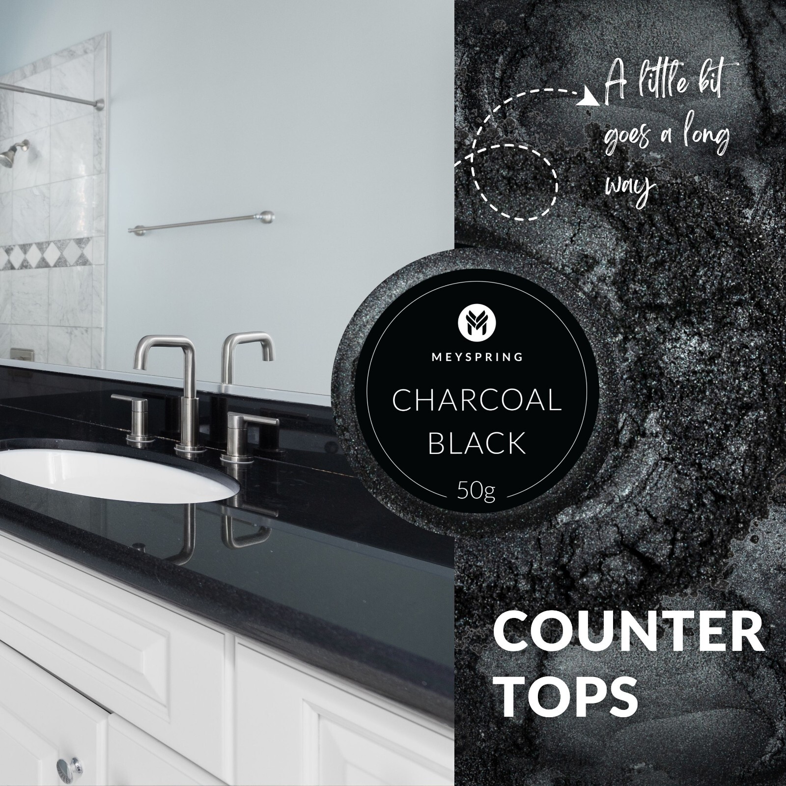 MEYSPRING Charcoal Black Mica Powder for Epoxy - Resin Color Pigment - Resin Dye