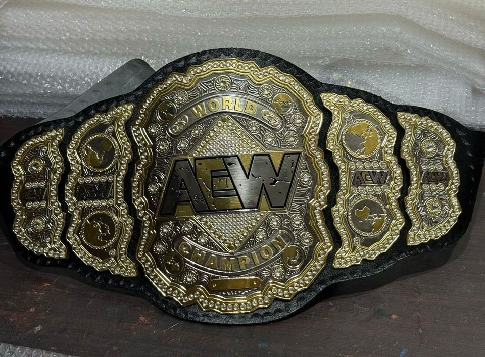 AEW World Championship Replica Wrestling Belt Metal Plates Adult Size Title NEW.