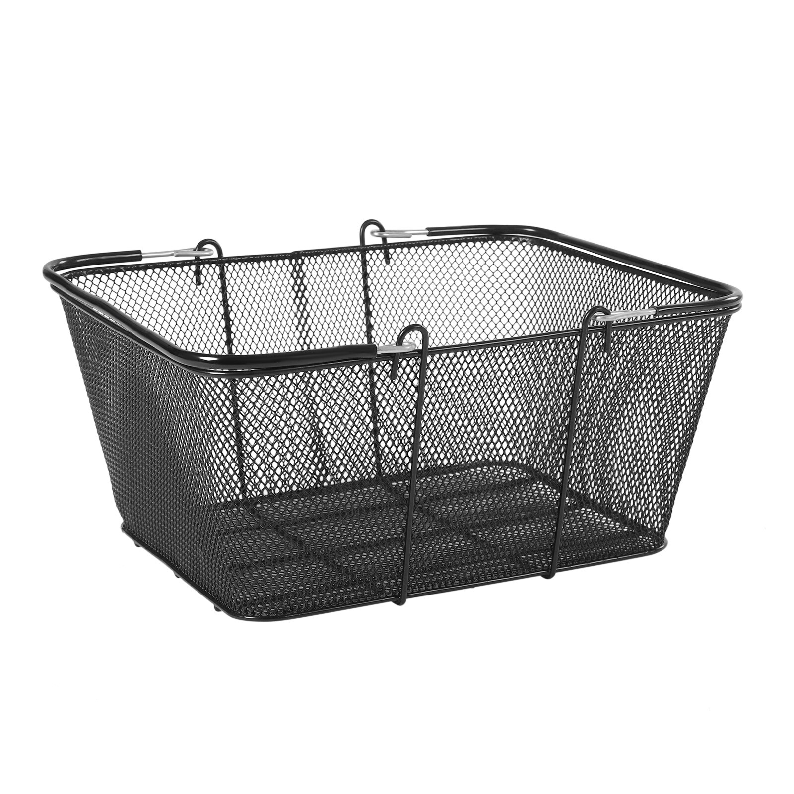 12 Pcs Shopping Baskets With Handles Black Metal Shopping Basket Stackable Iron
