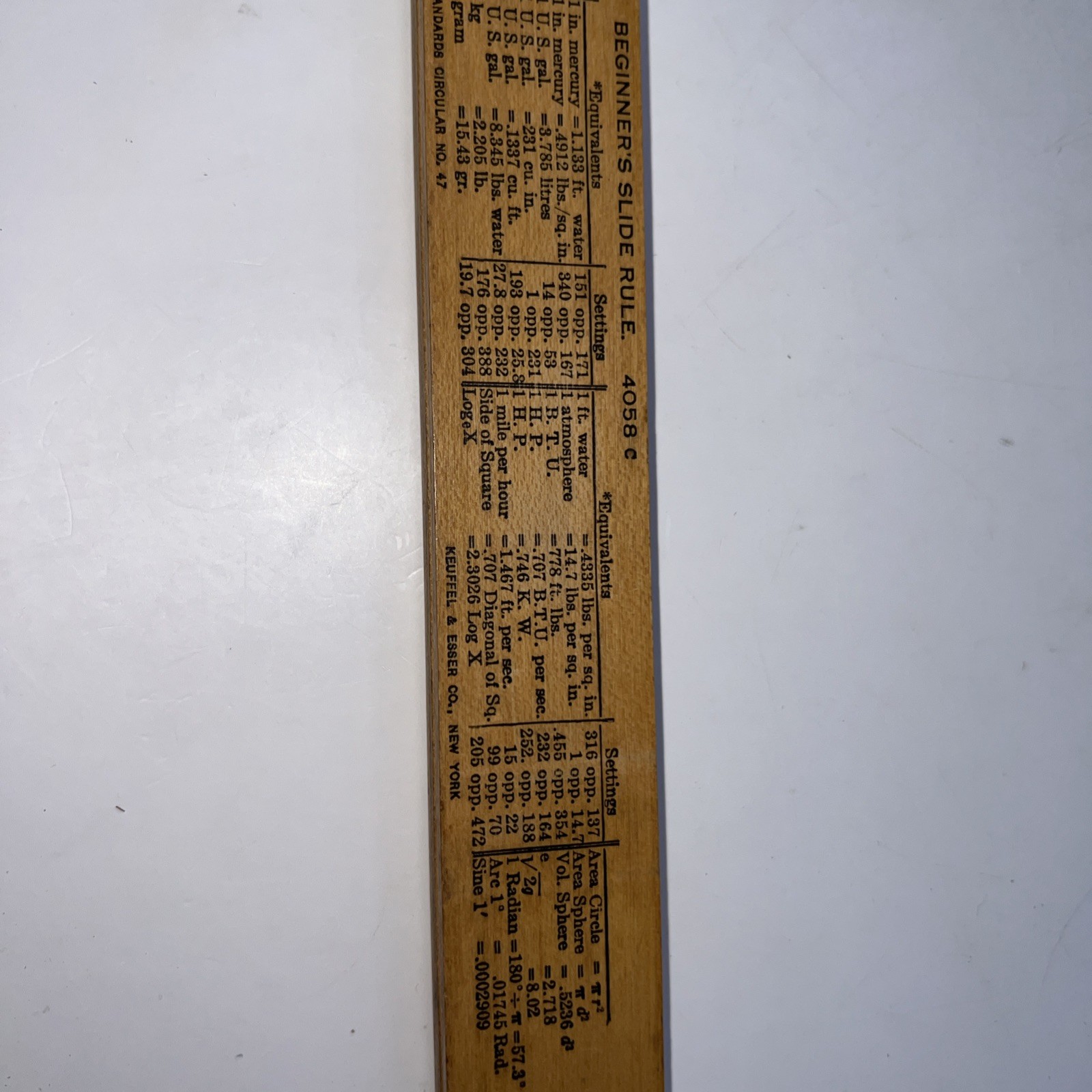 Vintage 1920s K & E Beginners Slide Rule 4058c Keuffel & Esser Wood USA EOC