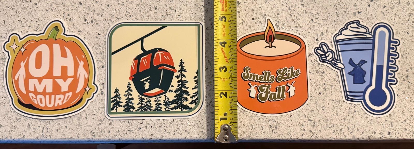 Dutch Bros App stickers Fall Candle, Peace Ice, Gondola, Oh My Gourd