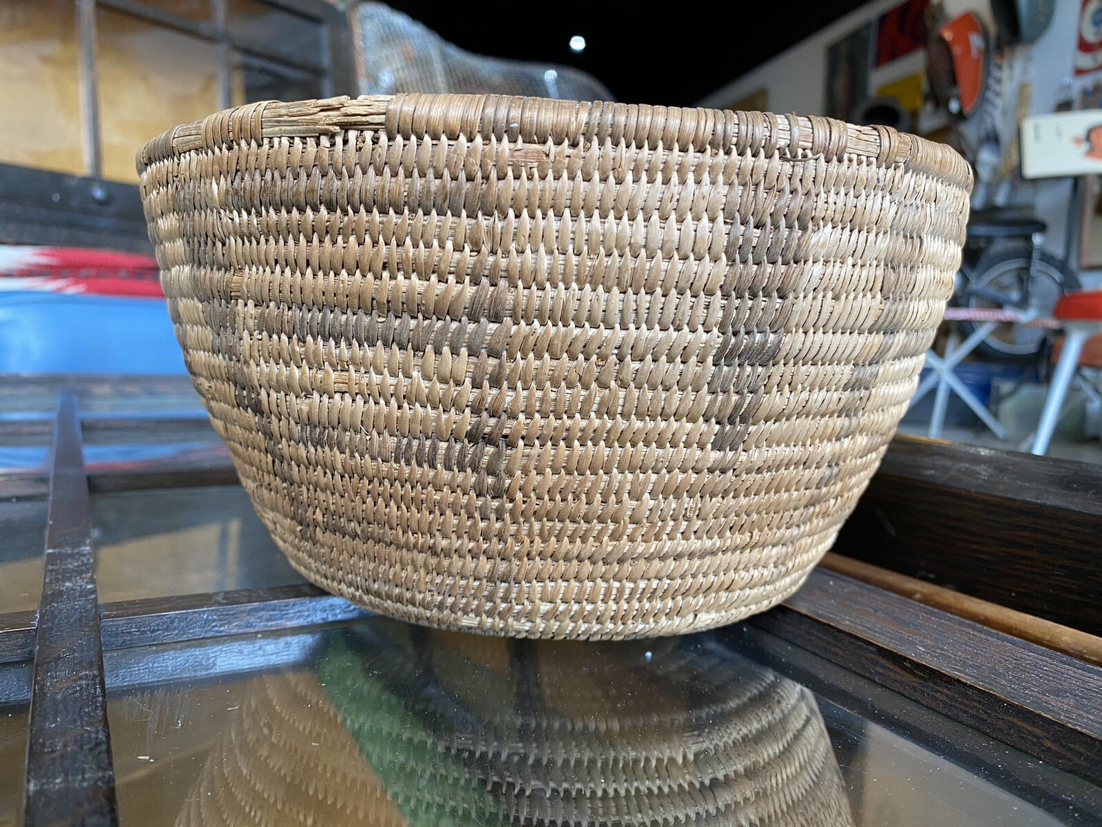 Vintage antique Native American Pima Akimel Oʼodham Basket nice design 9.5x5