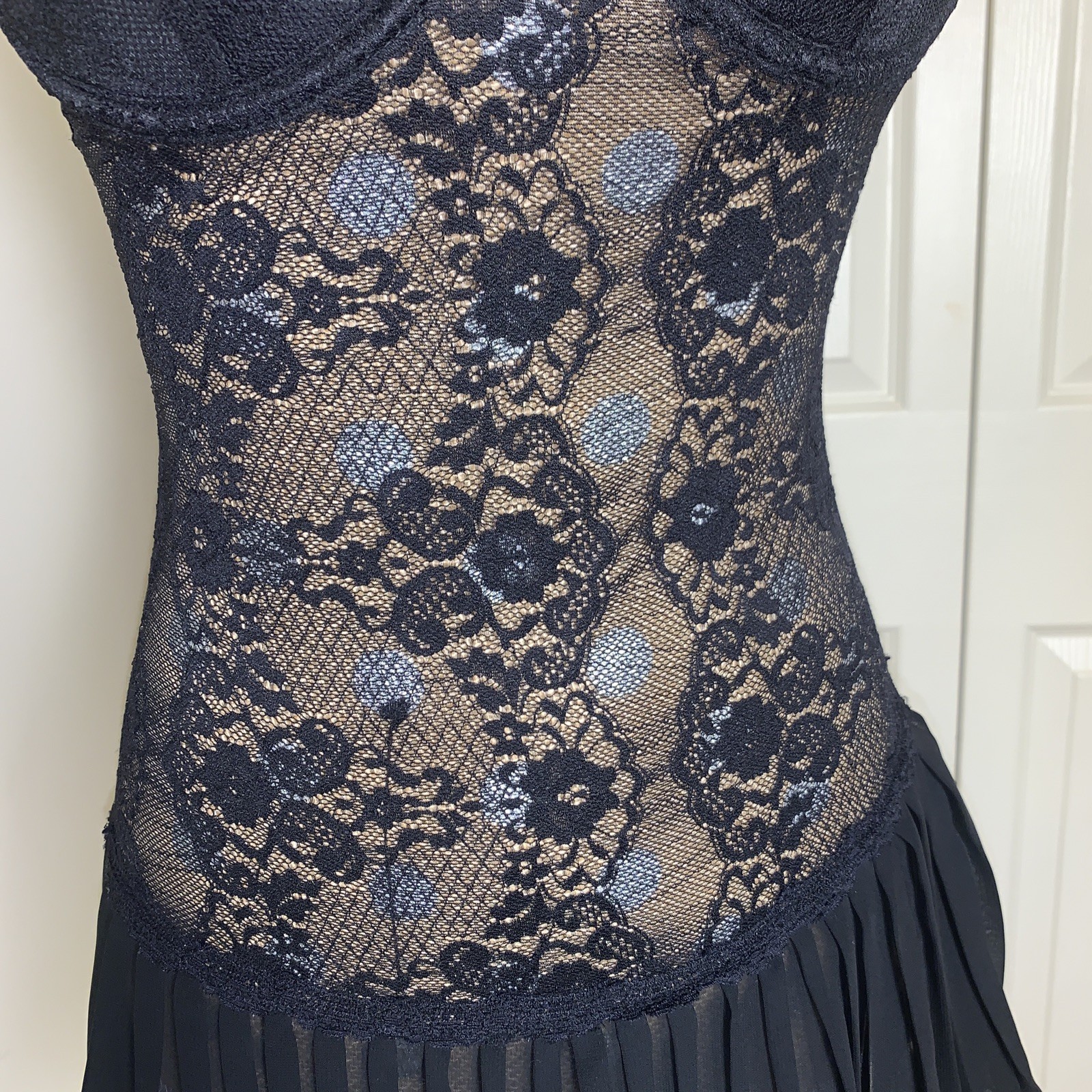 Black Lingerie Slip Pleated Dress Womens Y2K Whimsygoth Coquette Gothic Bustier