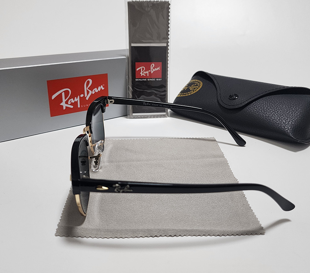 Ray-Ban RB3016 Sunglasses Clubmaster Classic Black Frame Glass Gray Lens 51 mm