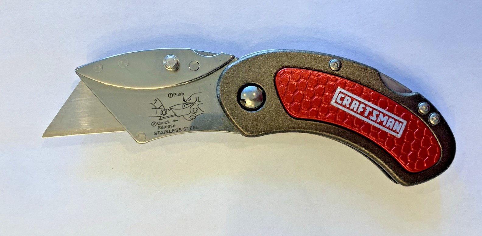 SEARS CRAFTSMAN #38000 NOS Folding Lockback Utility Knife w/Belt Clip *RED*