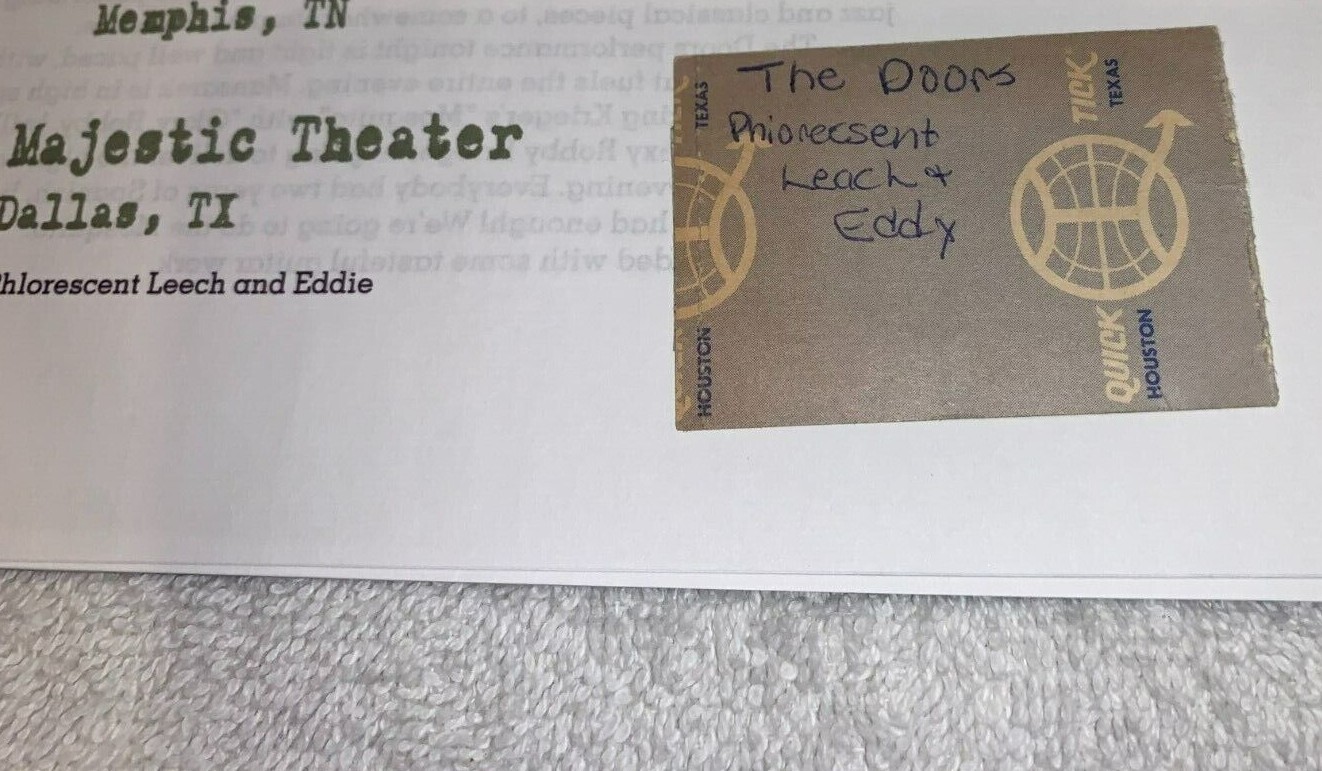 THE DOORS CONCERT TICKET STUB MAJESTIC THEATRE DALLAS TEXAS NO JIM MORRISON US
