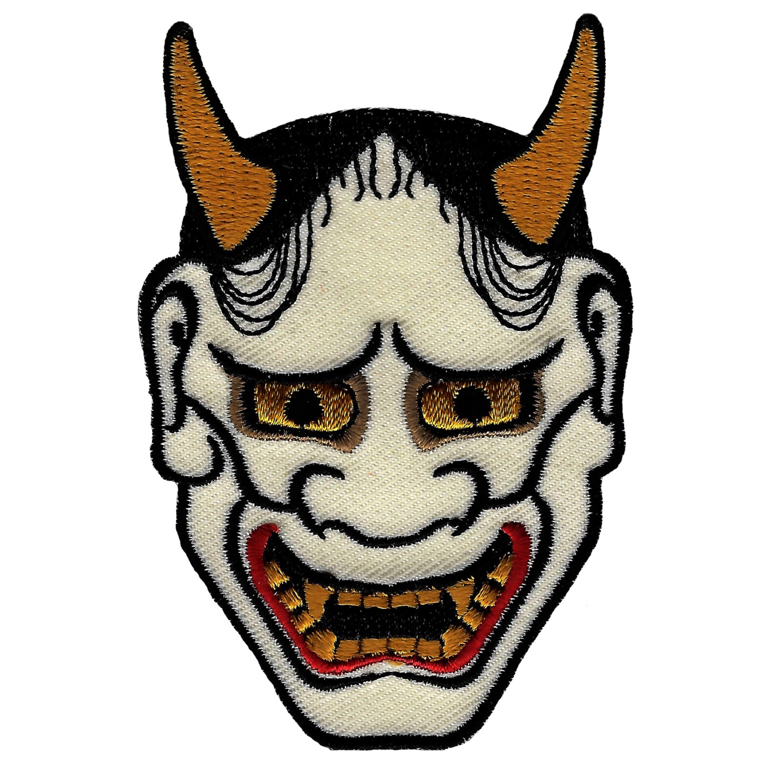 JAPANESE HANNYA MASK EMBROIDERED PATCH iron-on KABUKI DEMON ONI NOH DEVIL JAPAN