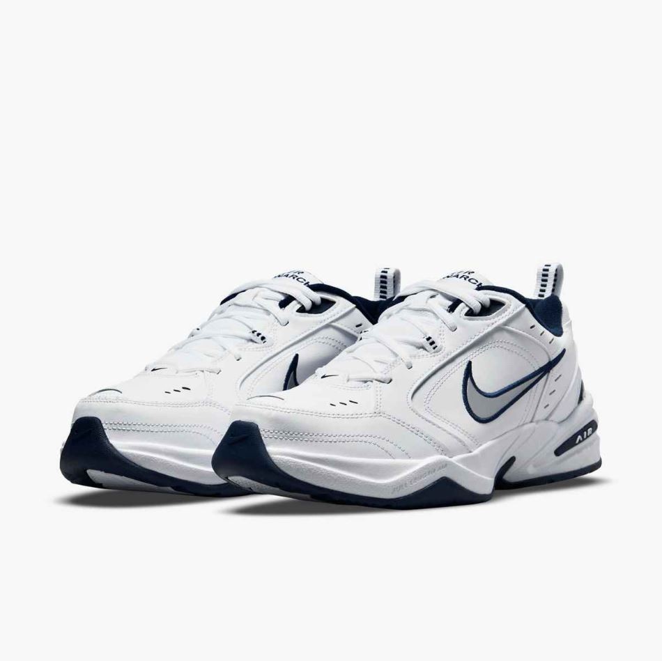 Nike AIR MONARCH IV Men's White Blue 102 Walking Shoes Medium & WIDE (4E) WIDTH