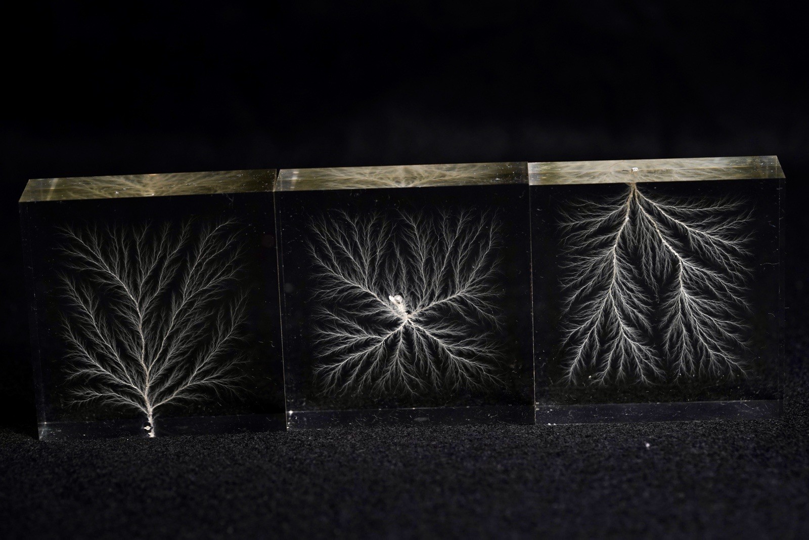 BUNDLE OF 3, Lichtenberg Figures, Acrylic Physics Art, RANDOM Discharge Patterns