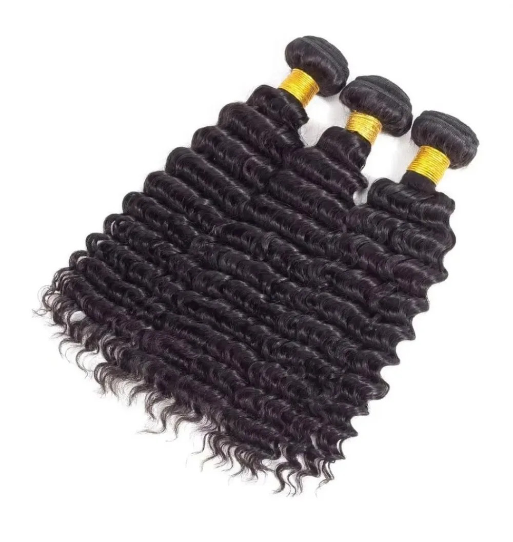 Deep Wave Brazilian Human Hair Bundles Natural Color Unprocessed Weave 30-40 Inc