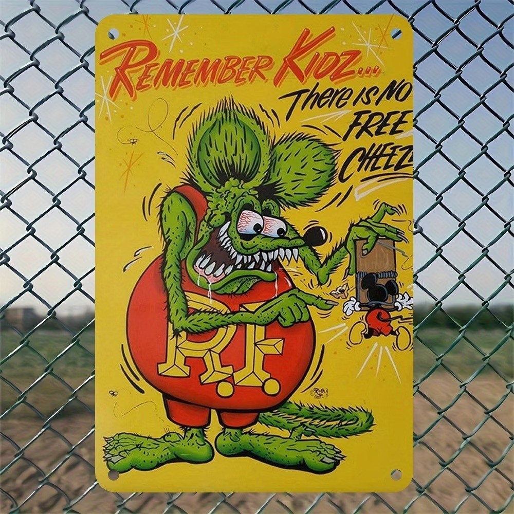 Vintage Retro Rat Fink Metal Sign 8 x 12" 1960s Cartoon Man Cave Decor