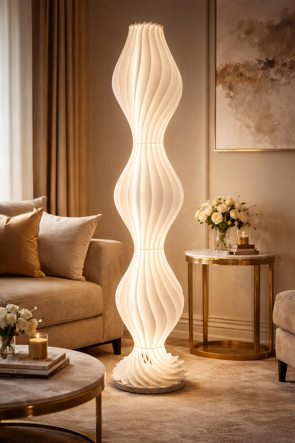 Remote Control Floor Lamp 65" - Adjustable Brightness & Mood Lighting - Elegant