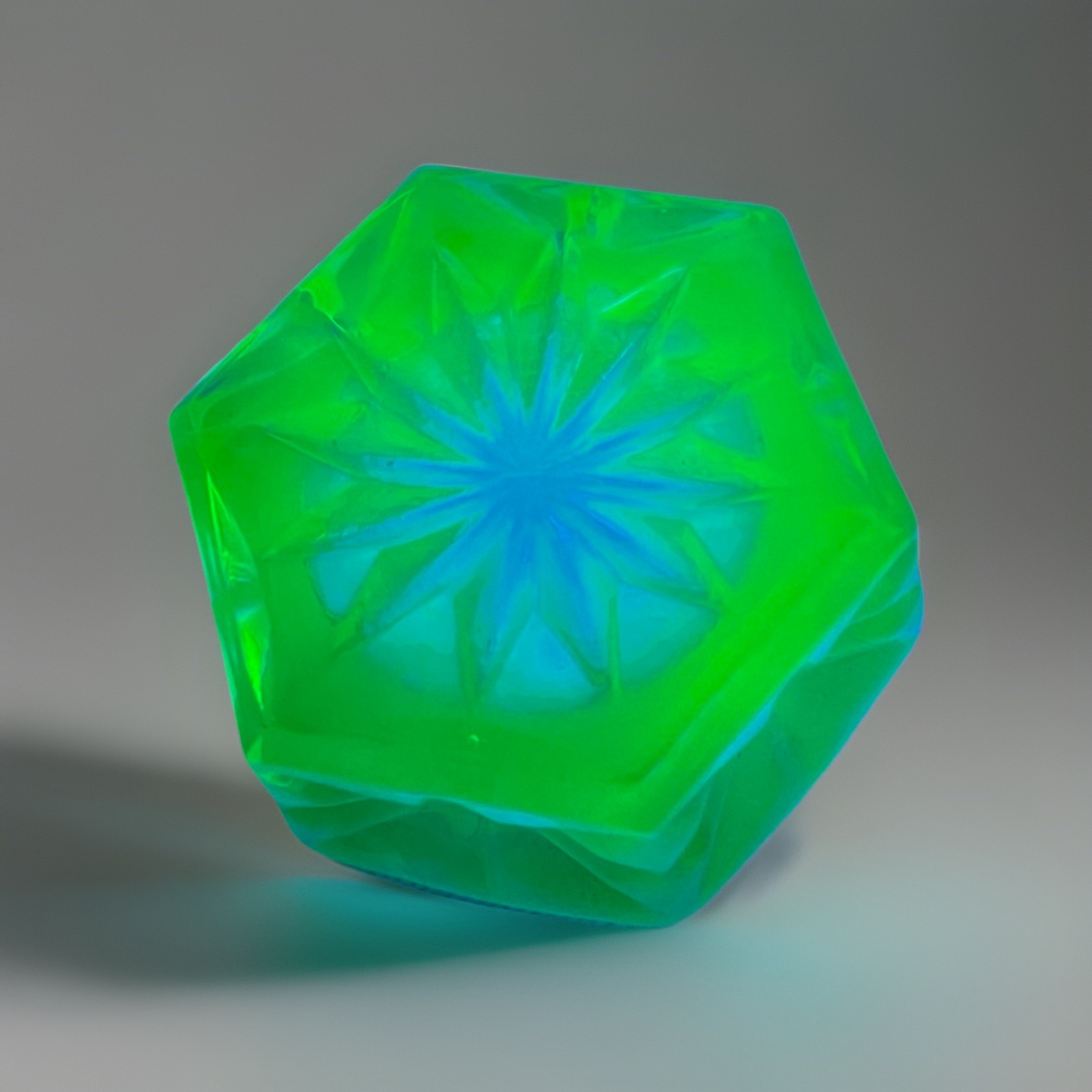 ANTIQUE John Walsh Milky Opalescent Hexagonal Bright Uranium Glow Salt Cellar