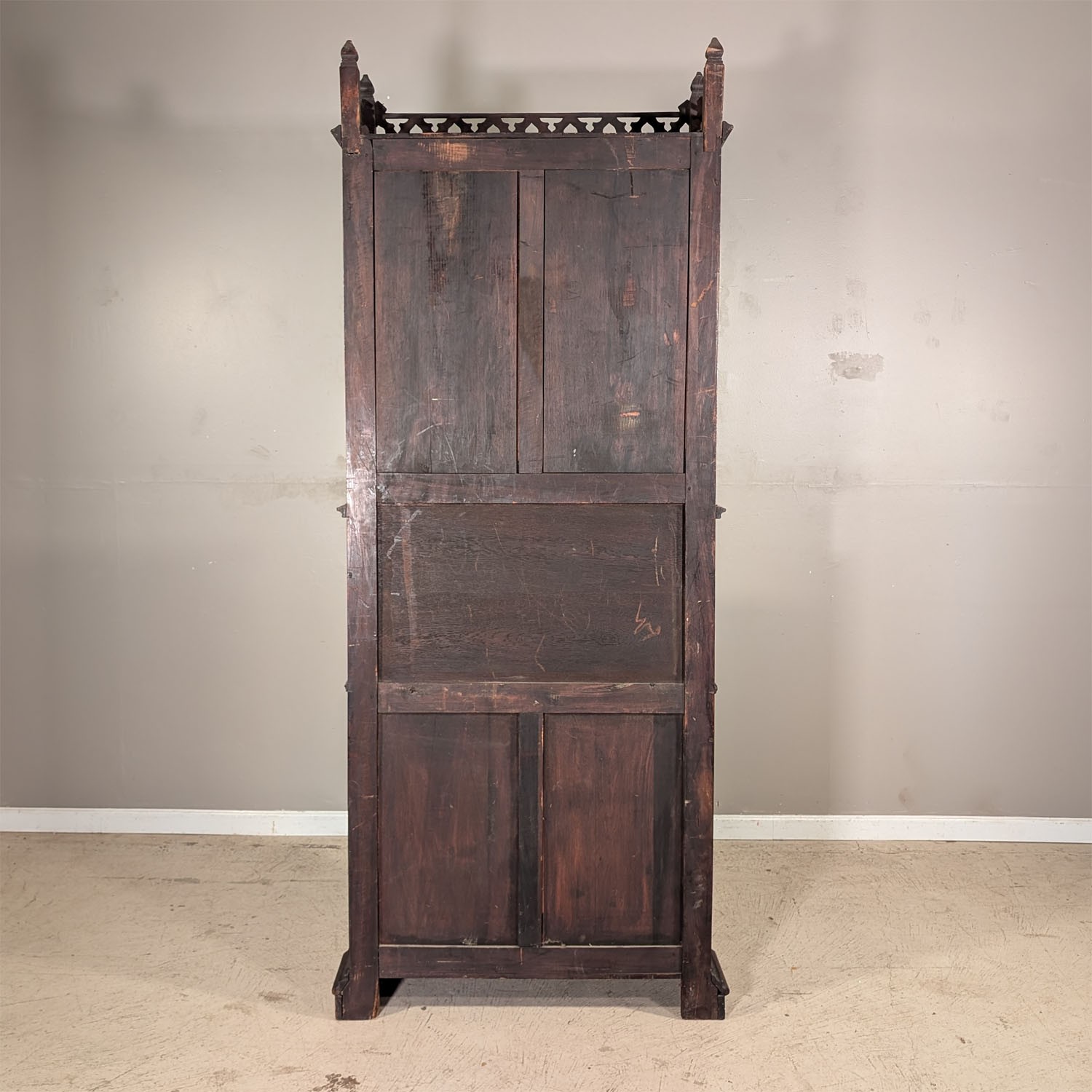 Premium Quality Antique French Gothic Carved Walnut Cabinet Pedestal