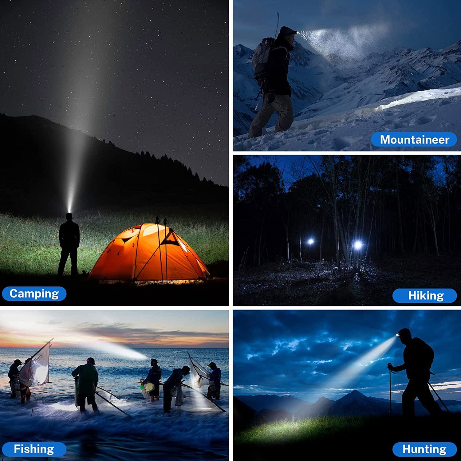 Rechargeable Mining Headlamp LED Light Waterproof Head Lamp for Camping Mining
