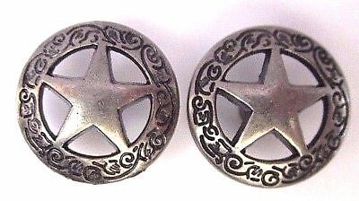5/8th inch Texas Ranger Badge Star Concho Brushed Antique Silver Medallions
