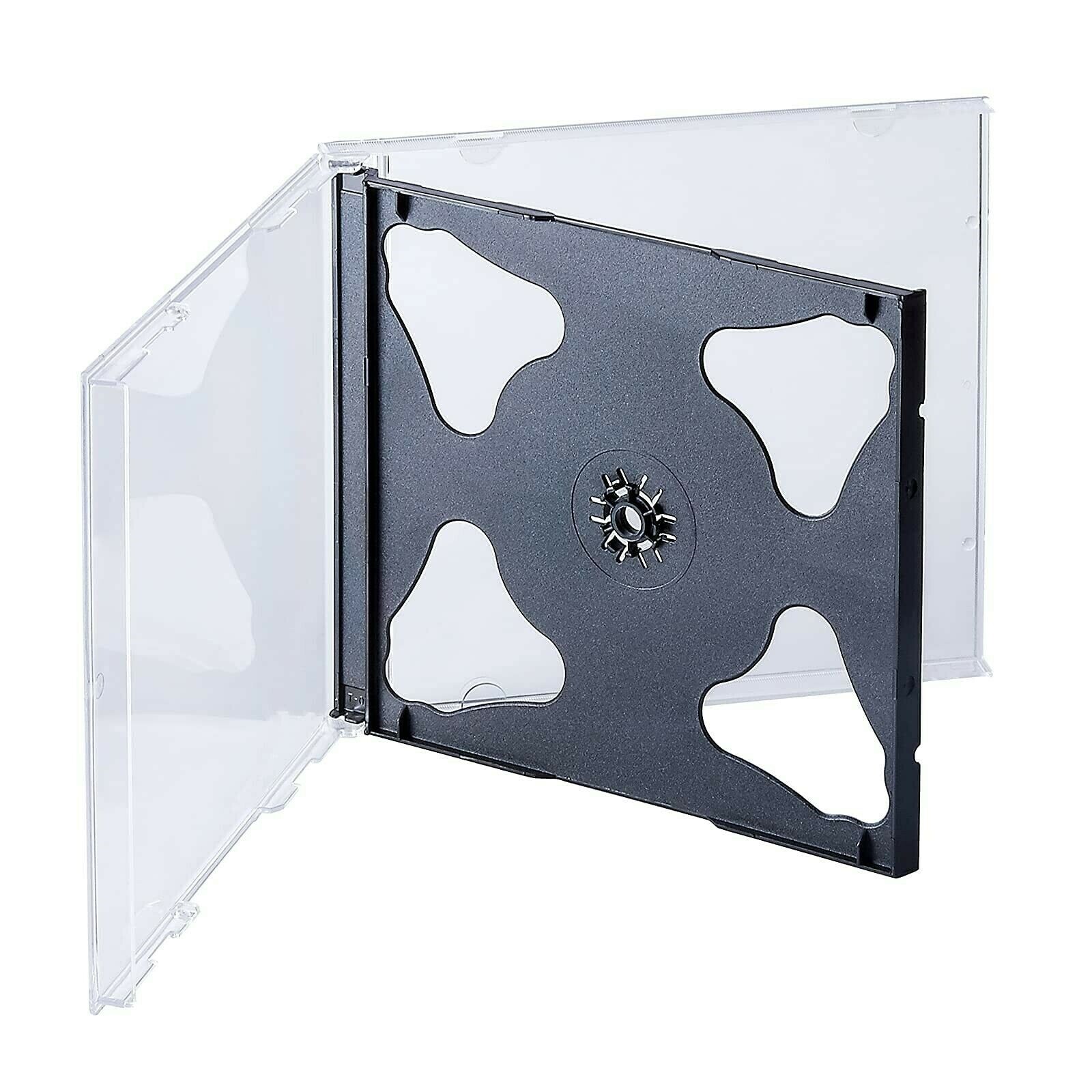 10 Pack Maxtek 10.4 mm Standard Double 2 Discs Capacity CD Jewel Case Black Tray