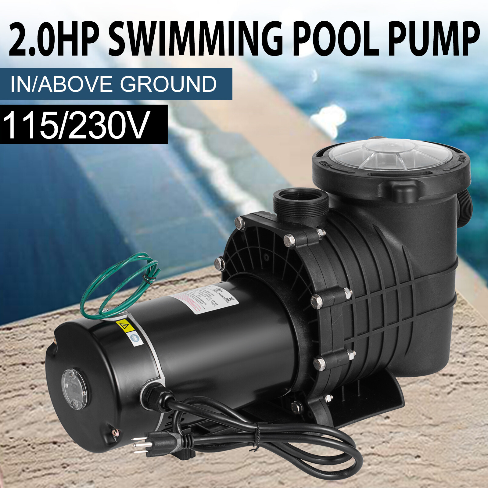 Hayward 2.0 HP 6800 GPH In/Above Ground Swimming Pool Pump w/ Strainer Basket