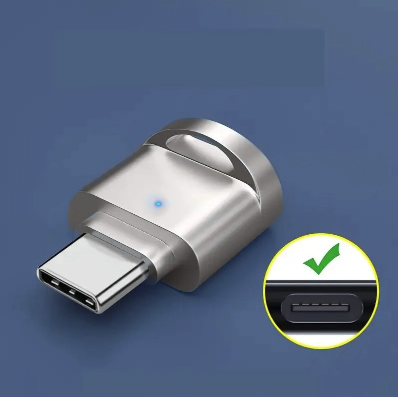 1pc USB-C TF Micro SD Card Reader With USB Adapter Zinc Alloy - NEW